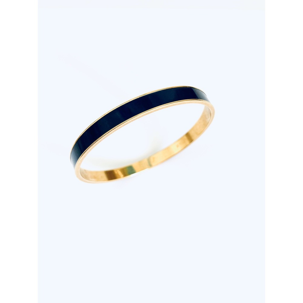 Monet Vintage Gold Tone Navy Blue Enamel Bangle Bracelet Stackable Minimalist